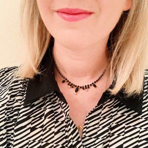 vintage black jeweled necklace